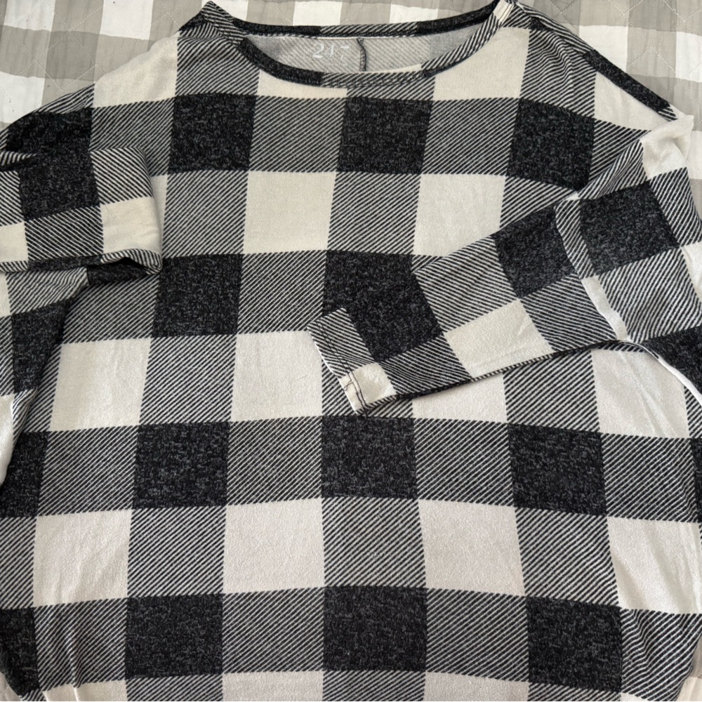 Maurices Black and Cream Plaid Sweater